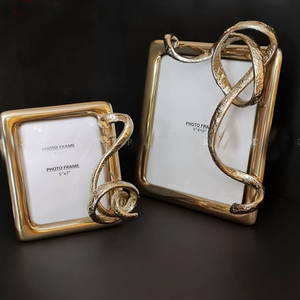 High on Demand Tabletop Photo <b>Frame</b> Square Shape Wedding Picture <b>Frame</b> <b>Gold</b> Finished Border Metal in Two Sizes - Product Image 1