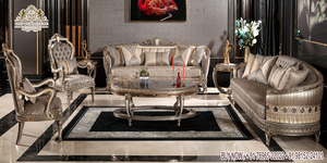 Ensemble de canapé de salon avec tapis sculpté Royal, ensemble de canapé sculpté de luxe de Style espagnol, ensemble de canapé de salon de Style européen de marque - Product Image 3