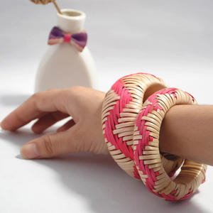 Pink rattan <b>bracelet</b> bangles stylish bangle <b>set</b> for sale weave <b>bracelets</b> lady hand wear essentials - Product Image 6