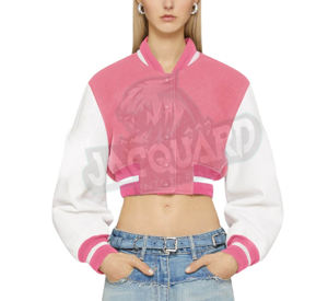 Veste universitaire courte en coton de haute qualité pour femme, modèle 2026, tendance décontractée, service OEM - Product Image 1