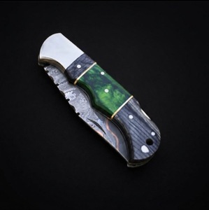 Cuchillo Plegable de Acero de Damasco PERKIN STEEL INDUSTRIES con Empuñadura Firme, Herramienta Multifuncional para Camping y Actividades al Aire Libre, Grado DIY OEM - Product Image 4