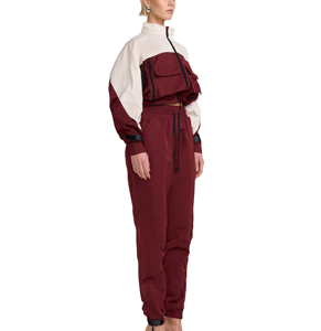 Survêtement coupe-vent léger de qualité supérieure, entièrement zippé, 100 % nylon, coupe courte, personnalisable, grandes tailles, color block, pour femme - Product Image 2
