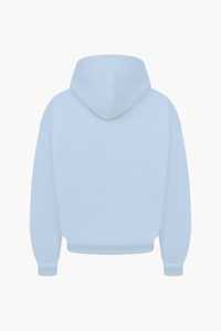 เสื้อฮู้ดดี้สีฟ้าอ่อนแบบเรียบสำหรับผู้ชาย พร้อมโลโก้สั่งทำ และกางเกงวอร์มขายาวเข้าชุด ชุดวอร์มแบบ OEM ODM ขายส่งเสื้อผ้า - Product Image 6