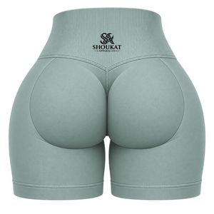 Shorts de sport vert menthe pour femme, taille haute, extensibles, pour fitness, course, yoga, entraînement, vêtements de sport, tenue d'entraînement - Product Image 2