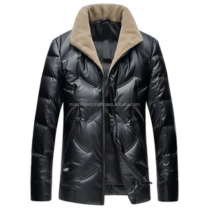 Blouson d'hiver réversible chauffant en duvet pour homme, imperméable, en velours côtelé, noir, avec capuche et fermeture éclair – Vente en gros OEM - Product Image 1