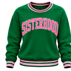 Green Sisterhood <b>Heart</b> Graphic Women <b>Sweatshirt</b> Knitted Rib Crew Neck Long Sleeve Casual Pullover Fashion Custom Ladies Clothing - Product Image 1