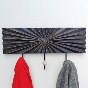 Smart Art Wood Carving <b>Key</b> Rack Organizer Black Painted Handmade <b>Wall</b> Mounted <b>Key</b> Hanger Clothing Storage 3 <b>Hook</b> Engineered Wood - Product Image 2