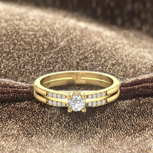 Star Dust Dainty Femmes 14K Solide Rose Or Blanc Bague de Fiançailles Lab Grown Diamant Solitaire Bijoux De Mariage Cadeau En Gros - Product Image 1