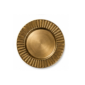 Assiettes de Présentation Rondes en Métal Doré pour Mariages et Fêtes, Design Solide, Style Glamour Poli, Durables, Écologiques, Vintage, 100 Pièces - Product Image 1