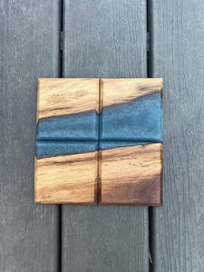 Elegant Wooden And <b>Resin</b> Coasters Set With Contemporary Design For Luxury Home Accessories Collection - Product Image 6