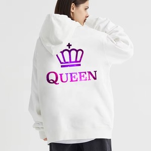 Sudadera con Capucha Negra para Mujer con Diseño de Corona de Rey con Brillantina Morada en la Espalda, Sudadera Informal de Manga Larga, Corte Regular, para Otoño - Product Image 4