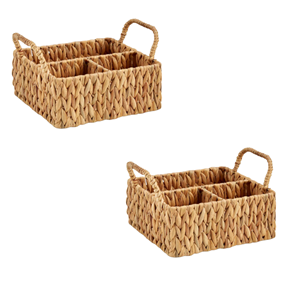 Organisateur multi-usages couleur naturelle, panier en jacinthe d'eau avec poignée, rangement durable de style bohème pour la décoration intérieure, fabriqué au Vietnam - Product Image 2