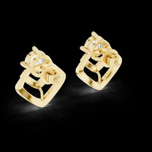 Handgefertigte Moissanit-Diamant-Ohrringe, 925 Sterling Silber Geometrische Ohrstecker, Mehrstufige Cluster-Statement-Ohrringe - Product Image 1