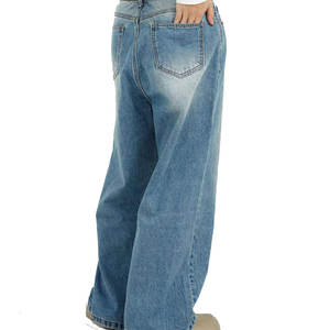 Jean droit en denim de coton délavé style vintage Hip Hop Streetwear pour homme, 100% coton, coupe skate noire - Product Image 2