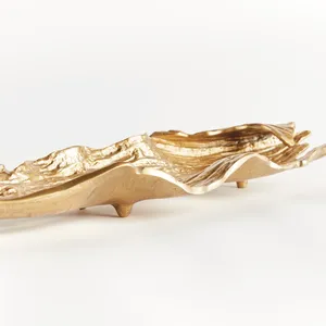 Irregular Gold Finish Decorative Tray Handmade Metal Glam Style <b>Plate</b> for Home Decor - Product Image 1