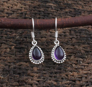 Boucles d'oreilles pendantes en améthyste naturelle, argent sterling 925, pierres précieuses authentiques, bijoux de luxe pour mariage et soirée, unisexe - Product Image 2