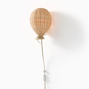 Natural High Quality Handcrafted Rattan Balloon Wall Sconce Lamp <b>Plug</b>-<b>in</b> Night <b>Light</b> Suitable For Nursery & Kids Room - Product Image 1