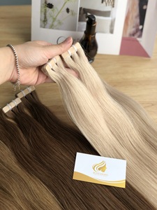 100% Cuticle Aligned Light Color Straight Virgin Vietnam Single Weft Tape-In Hair Extensions Single Donor <b>Bleached</b> Grade Hair - Product Image 5
