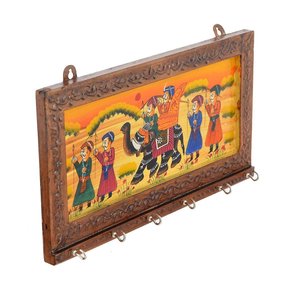 JaipurCrafts <b>Wooden</b> Rajasthani Art 6-Hook Hanging Key Holder-Decorative Home Organizer Brown - Product Image 3