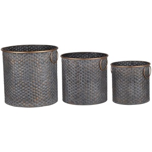 Hammered <b>Planters</b> And Flower Pots Antique Style <b>Metal</b> Indoor <b>Planters</b> Indoor <b>Outdoor</b> Decoration Handcrafts Plants Buckets Set - Product Image 1