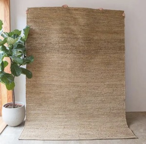 Tapis d'intérieur uni en jute naturelle tissé à la main, à poils ras, d'épaisseur moyenne, écologique, avec envers en jute, pour salon, chambre et décoration intérieure - Product Image 2