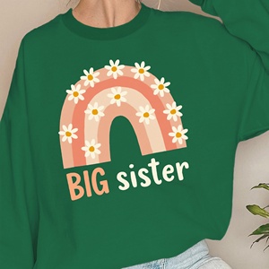 Sudaderas estampadas para mujer con margaritas arcoíris estilo de punto informal BIG Sister - Product Image 1