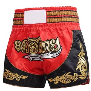 Shorts de Muay Thai brodés noir rouge bleu unisexe coupe classique MMA vêtements de sport adulte polyester extensible - Product Image 4