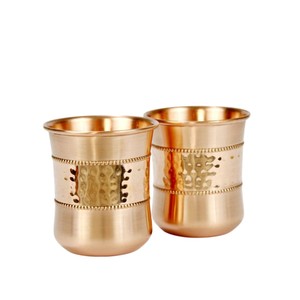 Wholesale Handmade Pure Copper Water Glass <b>Set</b> of 2 Hammered Smooth Design Eco-Friendly Wedding Home Hotel <b>Gift</b> - Product Image 1