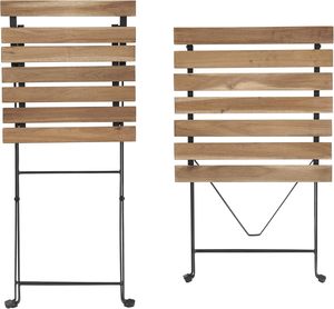 Vente en gros Service à café de jardin durable Chaises de table de balcon en métal avec revêtement en poudre pour l'extérieur Chaises en bois d'acacia pour balcon, patio, restaurant - Product Image 3