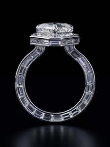 Anillo de Compromiso y Boda de Plata de Ley 925, Chapado en Oro, con Moissanita de 13x13 mm, 12 ct, Corte Asscher, D VVS1 - Product Image 3