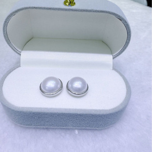 Pendientes de Perlas de Agua Dulce Grandes de 10-12 mm, Estilo Clásico Simple y Versátil, Plata de Ley, Elegantes - Product Image 3