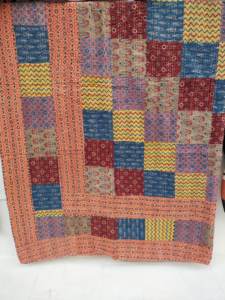 handblock ajrakh printed patchwork kantha work bedspreads kantha work <b>bedcovers</b> traditional ajrakh print <b>bedcovers</b> handmade - Product Image 3