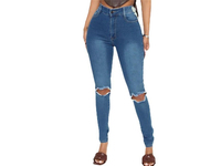 Jean en denim taille mi-haute coupe droite jambe large pour femme, grande taille, en polyester/coton écologique, longueur intégrale