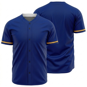 Maillot de baseball personnalisé en gros avec nom et numéro d'équipe, impression 3D par sublimation, col en V court, respirant, pour hommes et femmes, été - Product Image 1