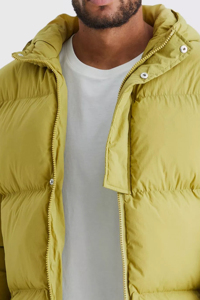 Men's Puffer Jacket Winter Casual Windproof Thick Polyester Filling Regular Fit Solid Color <b>Covered</b> <b>Button</b> Closure Patchwork - Product Image 4
