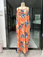 Robe longue décontractée d'été pour femme grande taille à imprimé floral, bretelles spaghetti, coupe ample et respirante, 100 % polyester