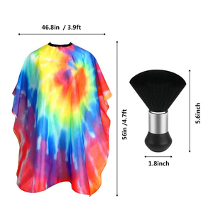 ผ้าคลุมตัดผมแบบ Tie Dye ทำจากโพลีเอสเตอร์ กันน้ำ ปรับขนาดได้ที่คอ เหมาะสำหรับร้านตัดผมและจัดแต่งทรงผม - Product Image 4