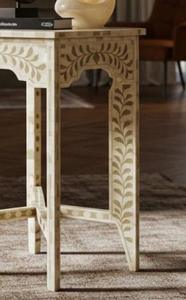 Mesa de Cajones con Incrustaciones de Hueso de ILAHI, Diseño Moderno con Detalles de Ágata, Almacenamiento de Tres Niveles, Mueble Portátil para Sala de Estar/Hogar - Product Image 2