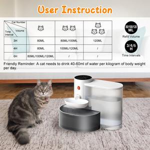 Fontaine à eau intelligente pour animaux de compagnie 1pc sans fil 3L distributeur automatique de chat et de chien 3 volumes réglables 3 intervalles de temps fournitures pour petits animaux - Product Image 5
