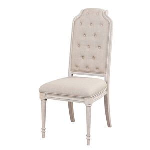 Set di 2 Sedie da Pranzo Antiche con Schienale Trapuntato in Champagne e Beige - Product Image 1