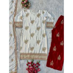 Magnifique ensemble de vêtements de fête indien et pakistanais, haut, palazzo, dupatta - Product Image 1