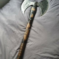 Hache à double tête Viking en acier Damas de qualité industrielle, manche en bois, personnalisable, pour le camping et la chasse, par Steel Craft International