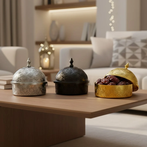 Bol en métal avec couvercle en verre, finition argentée, hermétique, design moderne, pour servir les aliments, offrir en cadeau, en gros, de chez White Royals - Product Image 6