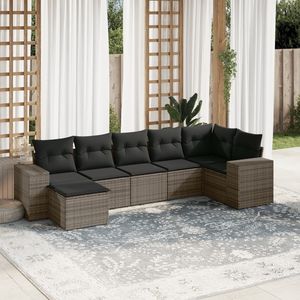 Conjunto de Sofás Modulares de Jardín de 7 Piezas en Ratán PE Gris, Diseño Modular Moderno - Product Image 1