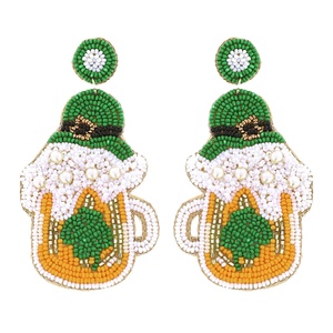 Pendientes de cuentas inspirados en diseñador elegante con cuentas de vidrio accesorio decorativo Ideal para mujeres para Navidad Halloween - Product Image 1