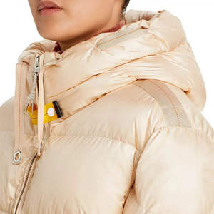 Chaqueta Acolchada Beige con Capucha y Cierre de Cremallera, Rellena de Plumón, Cortavientos, Estilo Casual, Corte Regular, Largo Corto - Product Image 4