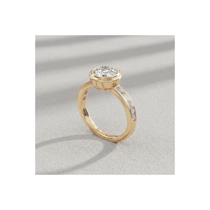 Bague de fiançailles en or massif sertie de diamants Stonewels Channel Set |   pour diamant cultivé en laboratoire certifié |   Diamant moderne serti de griffes de luxe - Product Image 1