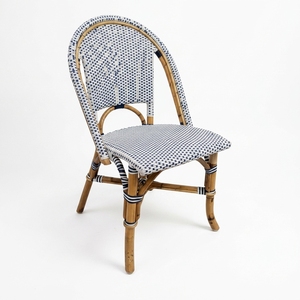 New Modern Minimalist Bistro Dining Chair Navy Blue and White Rattan Side Chair French Cafe Restaurant Seating Patio Outdoor - Product Image 1