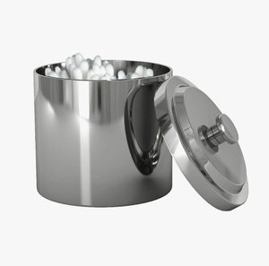Conteneur cylindrique moderne en acier inoxydable chromé avec couvercle pour rangement de bijoux de salle de bain - Vente en gros - Product Image 3