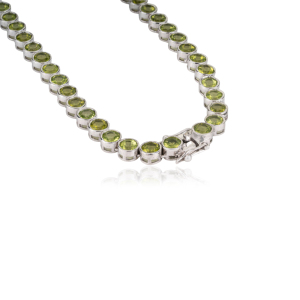 100% Real 5mm Round Cut Peridot Gemstone 925 Sterling Silver Tennis <b>Necklace</b> For Women's Party Wear Fine Jewelry - Product Image 6